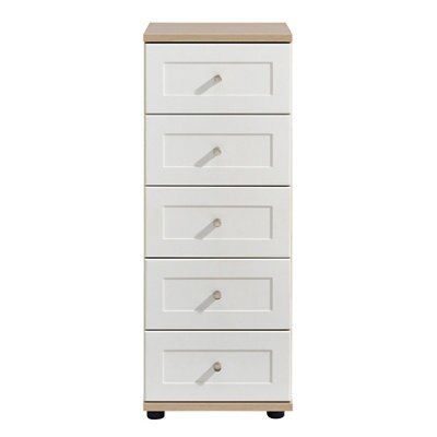 Darcey White oak effect 5 Drawer Chest of drawers (H)1050mm (W)400mm (D)420mm