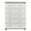 Darcey White oak effect 5 Drawer Chest of drawers (H)1050mm (W)800mm (D)420mm