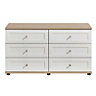 Darcey White oak effect 6 Drawer Chest of drawers (H)660mm (W)1200mm (D)420mm