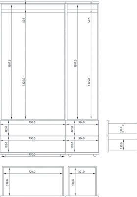 Darcey White oak effect Triple Wardrobe (H)1932mm (W)1200mm (D)558mm