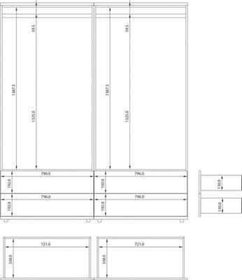 Darcey White oak effect Triple Wardrobe (H)1932mm (W)1600mm (D)558mm