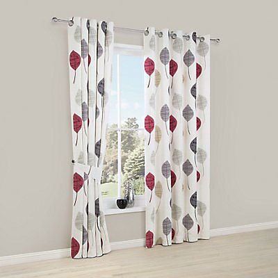 White Fl Lined Eyelet Curtains W, Gray And Beige Patterned Curtains