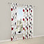 Dario Beige, grey, red & white Floral Lined Eyelet Curtains (W)117cm (L)137cm, Pair