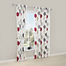 Dario Beige, grey, red & white Floral Lined Eyelet Curtains (W)167cm (L)183cm, Pair