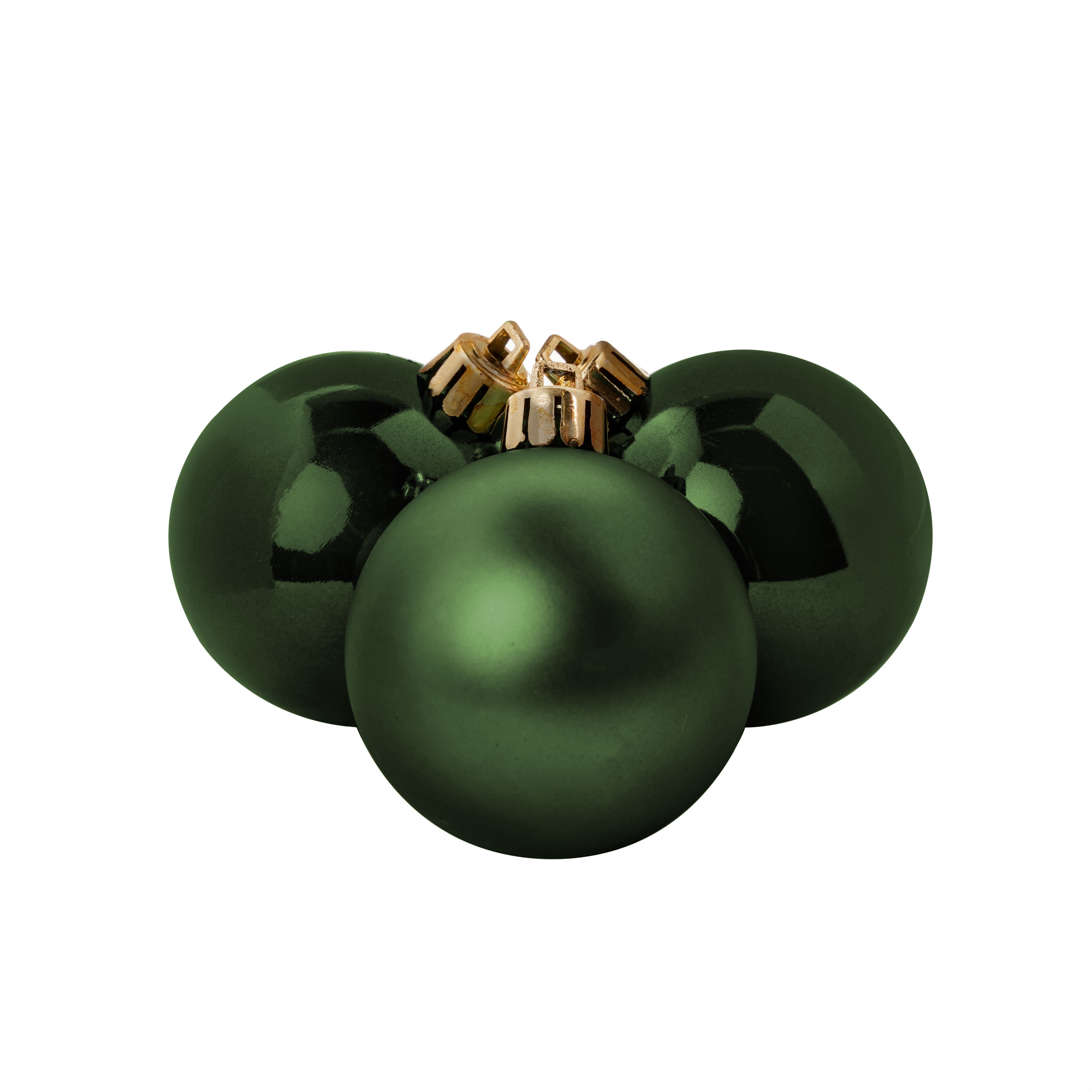 Dark Green Plastic Round Christmas bauble set, Set of 3 (D) 60mm