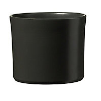Dark grey Ceramic Straight edge Plant pot (Dia)36cm