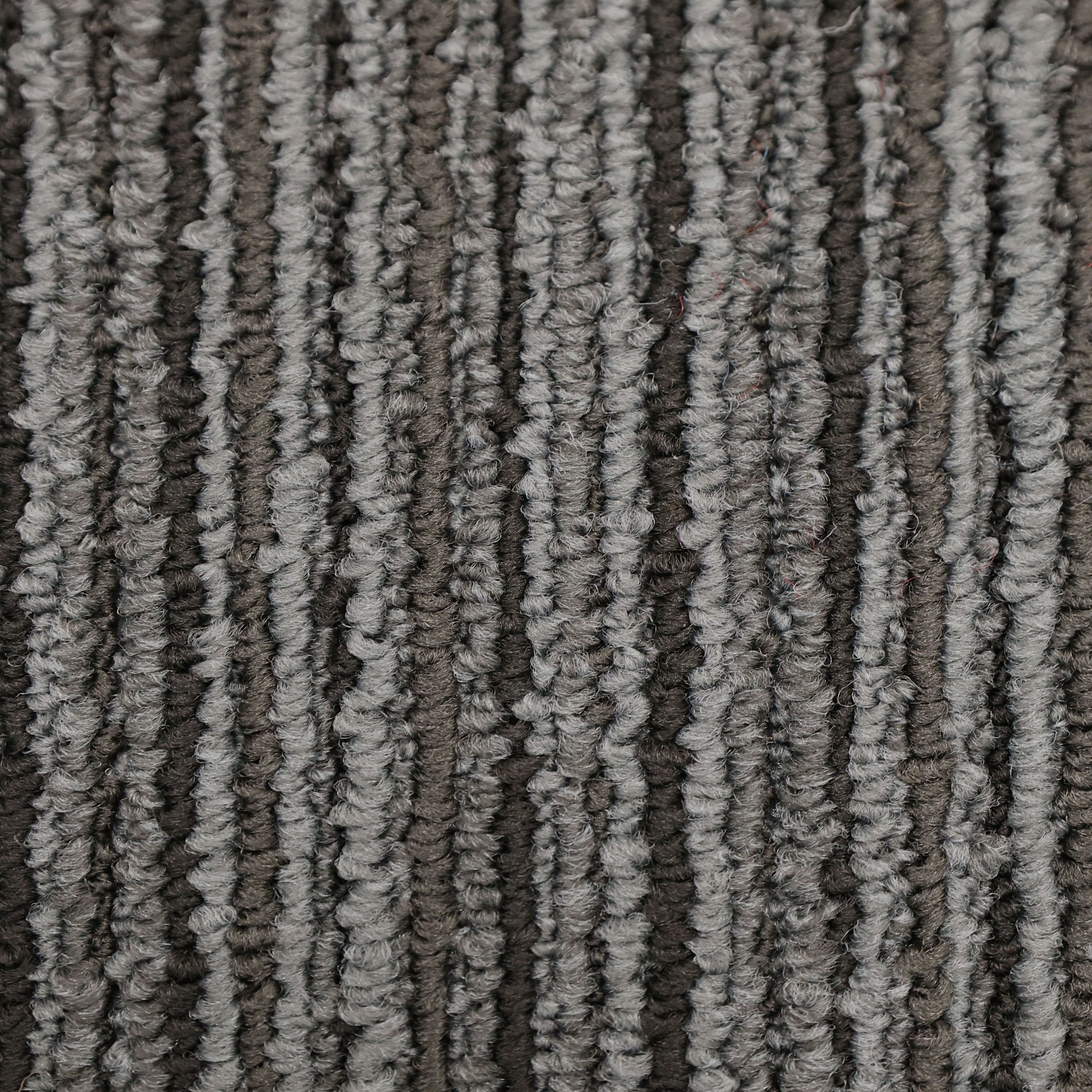 Dark Grey Mercury Stripe Loop Carpet tile, (L)500mm x (W)500mm