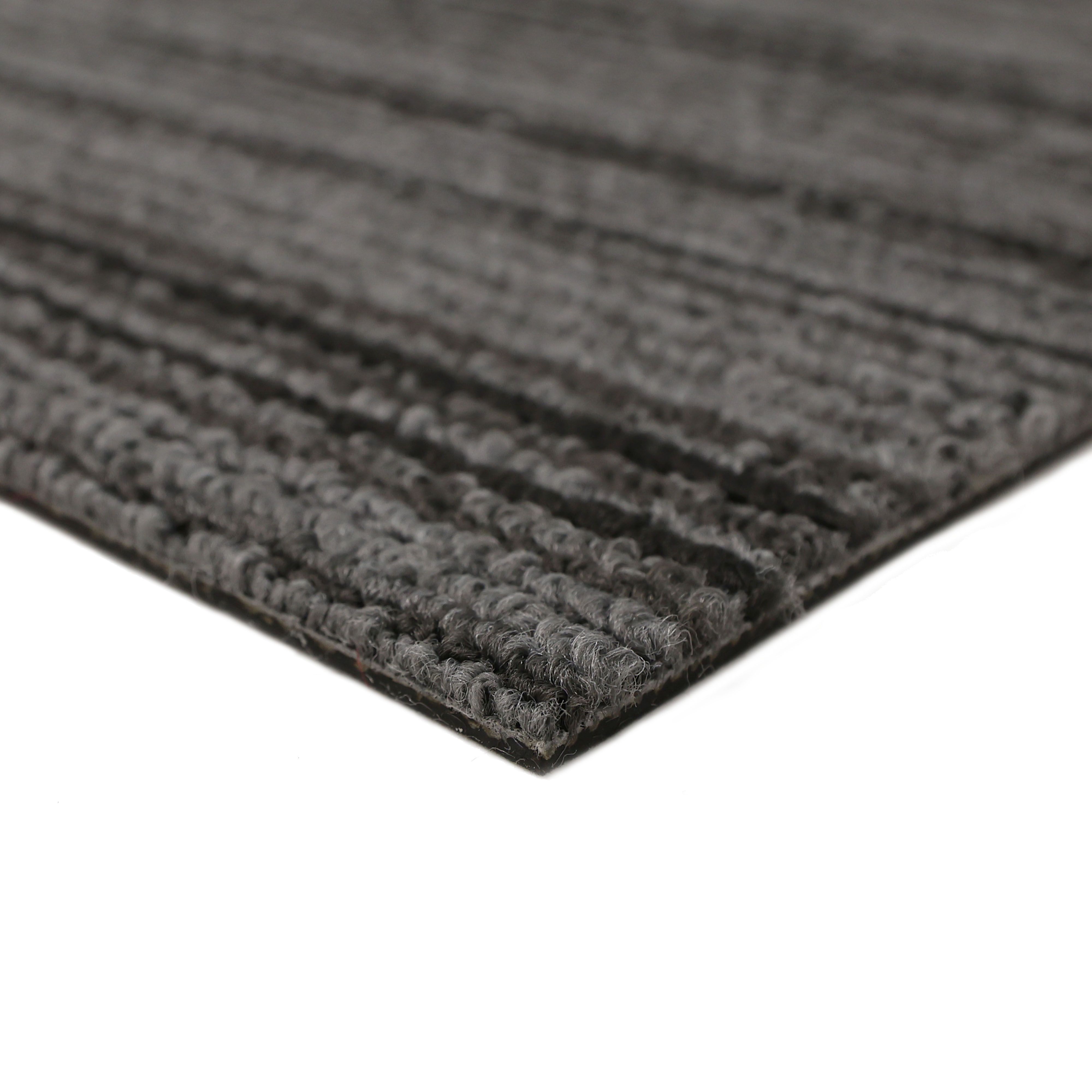 Dark Grey Mercury Stripe Loop Carpet tile, (L)500mm x (W)500mm
