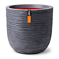 Dark grey Polyethylene (PE) Rib Round Plant pot (Dia)35cm