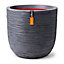 Dark grey Polyethylene (PE) Rib Round Plant pot (Dia)35cm