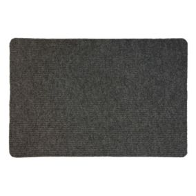 Dark grey Ribbed Door mat, 120cm x 80cm