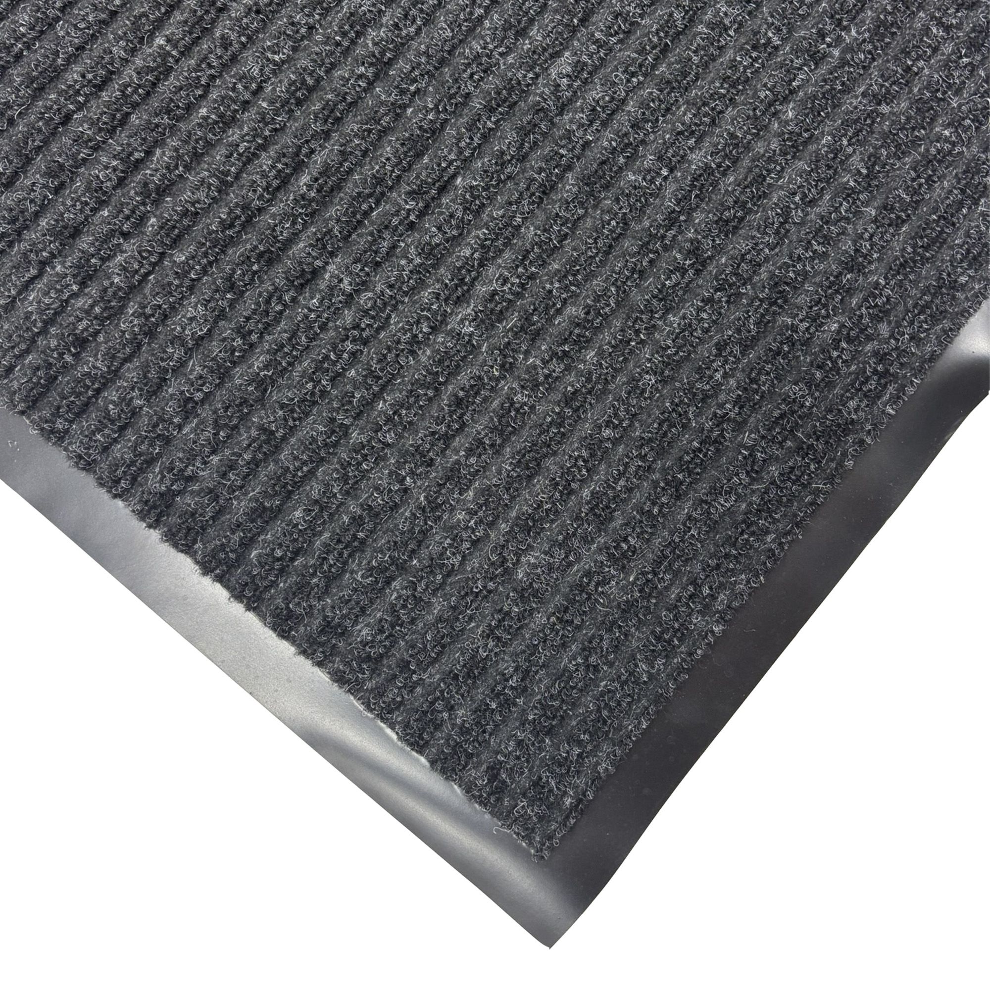 Dark Grey Ribbed Rectangular Scraper mat, 100cm x 80cm