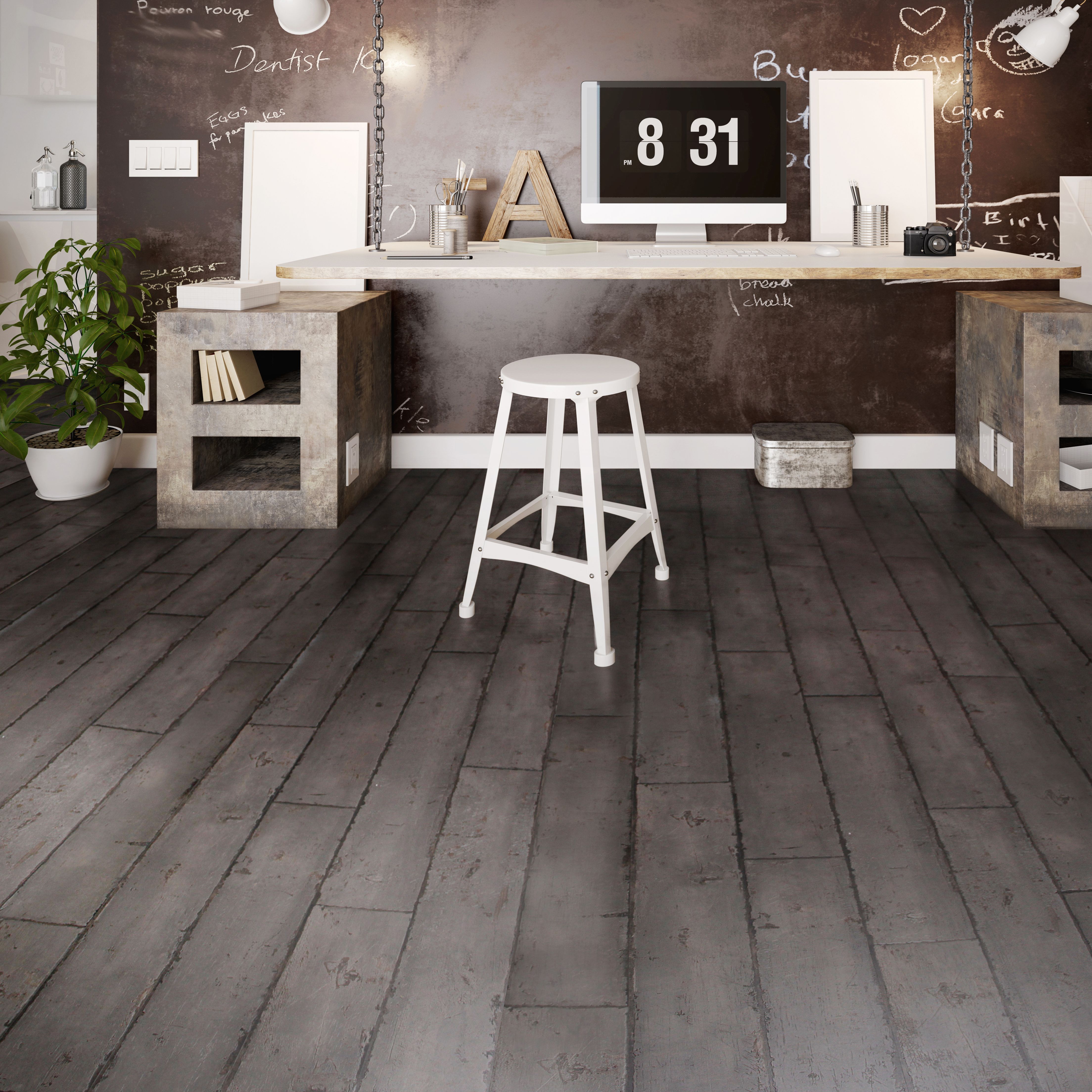 Dark grey Wood effect Luxury vinyl click Luxury vinyl click flooring