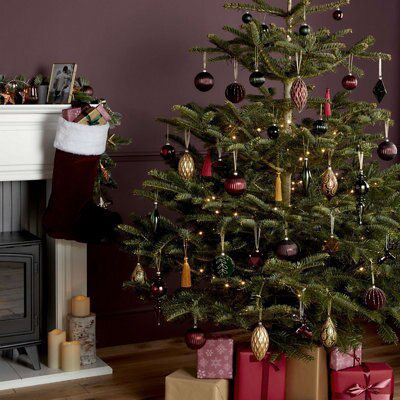 Dark red Cloth Velvet & faux fur Stocking