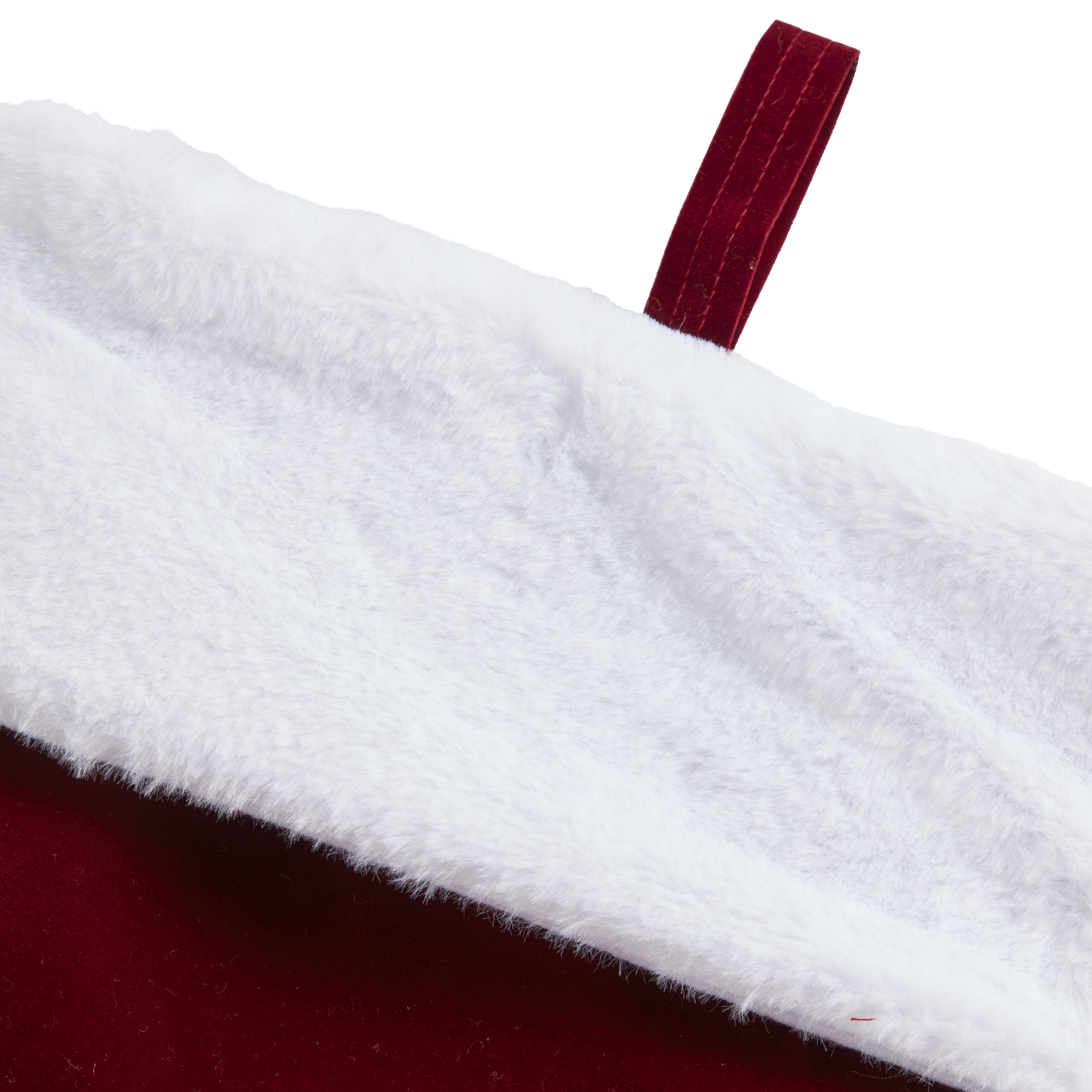 Dark red Cloth Velvet & faux fur Stocking