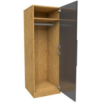 Darwin Gloss anthracite oak effect Single Wardrobe (H)1506mm (W)500mm (D)566mm