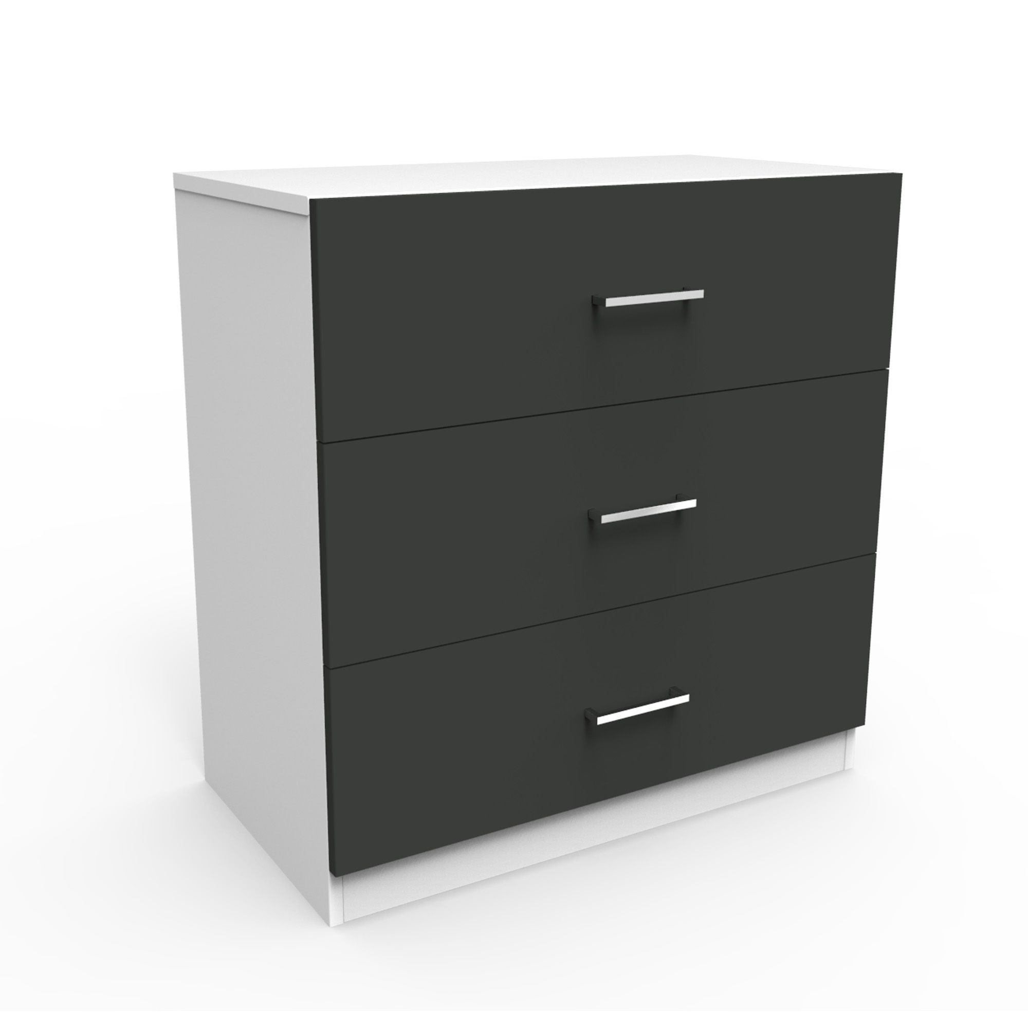 Darwin Gloss anthracite & white 3 Drawer Chest of drawers (H)787mm (W
