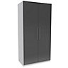 Darwin Gloss anthracite & white Double Wardrobe (H)2004mm (W)998mm (D)566mm