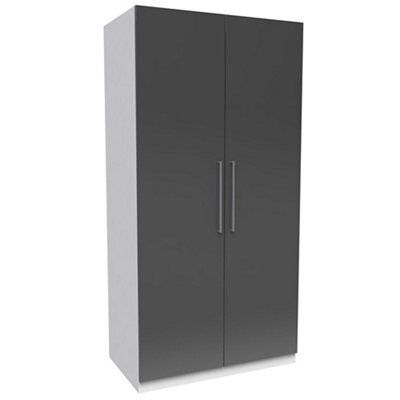 Darwin Gloss anthracite & white Double Wardrobe (H)2004mm (W)998mm (D)566mm