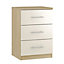 Darwin Gloss cream oak effect MDF & particle board 3 Drawer Chest of drawers (H)737mm (W)500mm (D)500mm