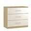 Darwin Gloss cream oak effect MDF & particle board 3 Drawer Chest of drawers (H)737mm (W)800mm (D)500mm