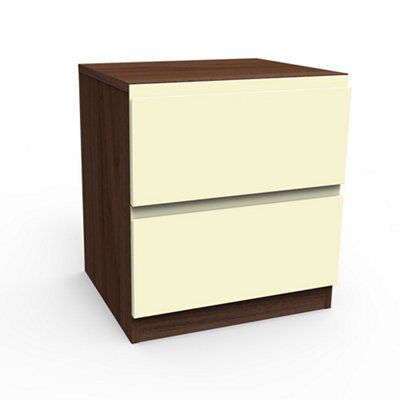Darwin Gloss cream walnut effect Bedroom furniture set ...