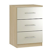 Darwin Gloss grey oak effect MDF & particle board 3 Drawer Chest of drawers (H)737mm (W)500mm (D)500mm