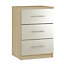 Darwin Gloss grey oak effect MDF & particle board 3 Drawer Chest of drawers (H)737mm (W)500mm (D)500mm