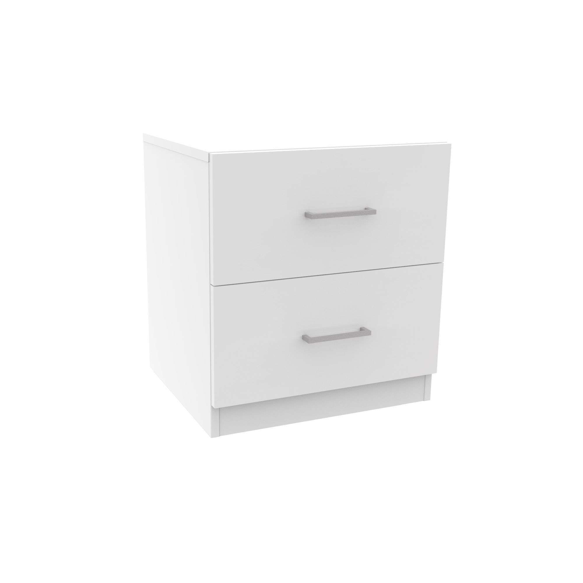 Darwin Gloss white 2 Drawer Bedside chest (H)548mm (W)500mm (D)420mm