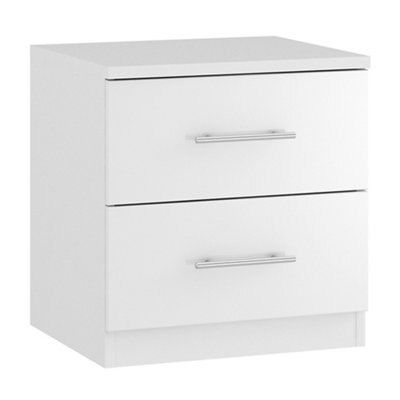 Darwin Gloss white 2 Drawer Chest (H)536mm (W)500mm (D)500mm