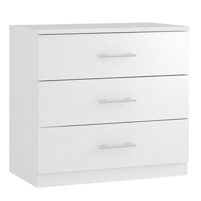 Darwin Gloss white 3 Drawer Chest (H)737mm (W)800mm (D)500mm