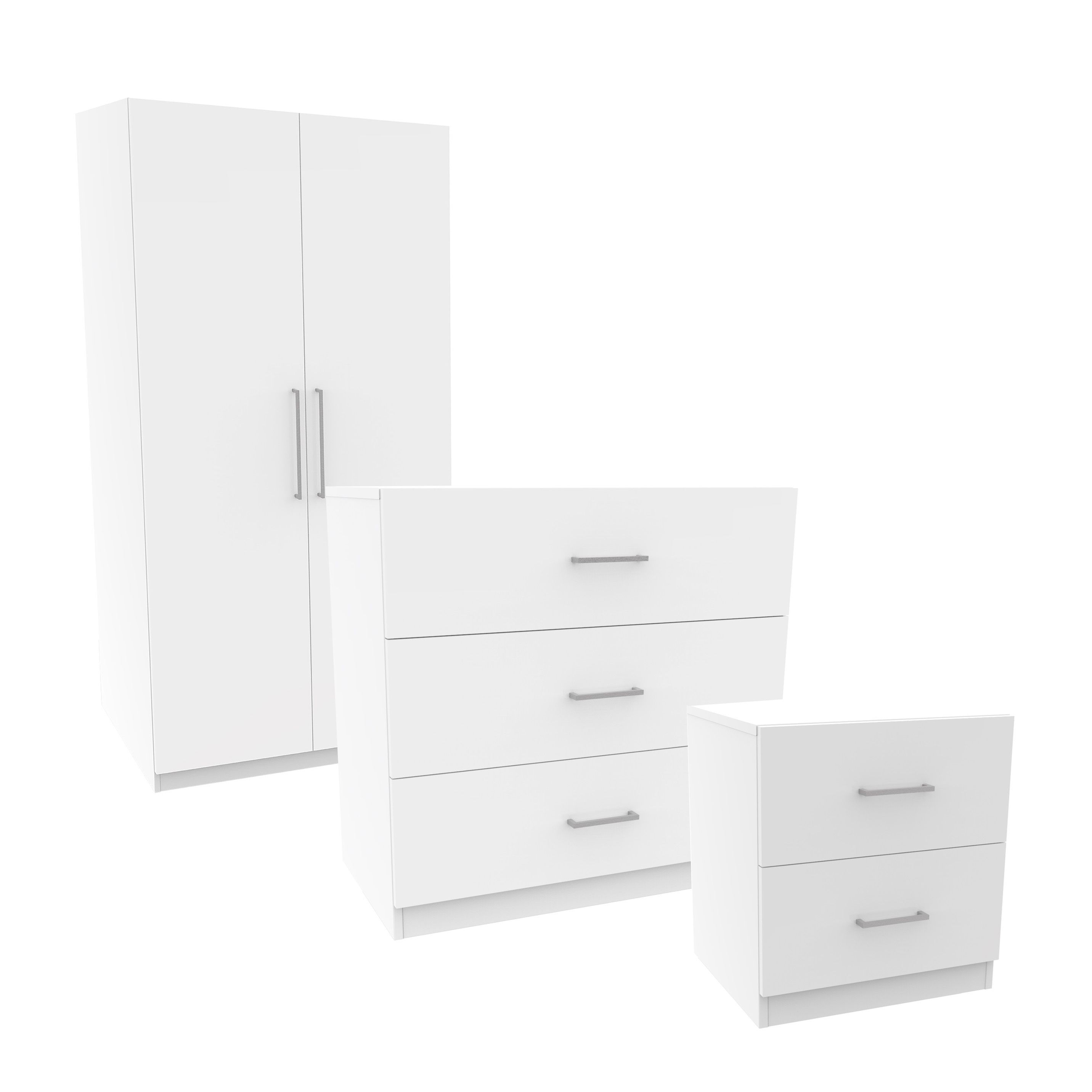 Darwin Gloss white 3 piece Bedroom furniture set DIY at B&Q