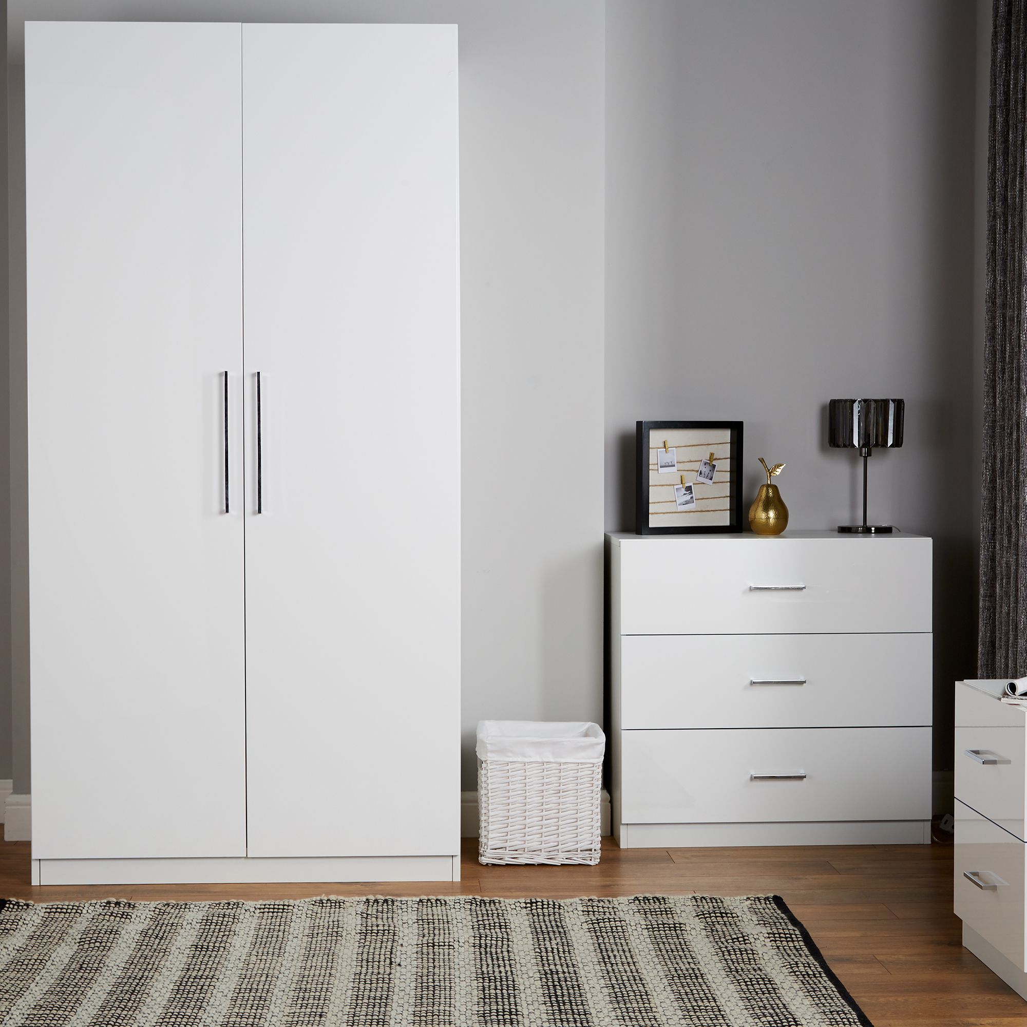 Darwin Gloss white Double Wardrobe H 2004mm W 1000mm D 566mm