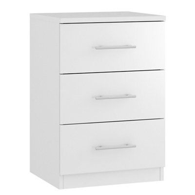 Darwin Gloss white MDF & particle board 3 Drawer Chest of drawers (H)737mm (W)500mm (D)500mm