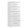 Darwin Gloss white MDF & particle board 5 Drawer Chest of drawers (H)1185mm (W)500mm (D)500mm