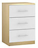 Darwin Gloss white oak effect 3 Drawer Chest of drawers (H)737mm (W)500mm (D)500mm