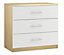 Darwin Gloss white oak effect 3 Drawer Wide Chest of drawers (H)737mm (W)800mm (D)500mm