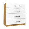 Darwin Gloss white oak effect 4 Drawer Chest of drawers (H)1026mm (W)1000mm (D)566mm