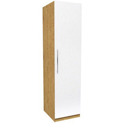 Darwin Gloss white oak effect Single Wardrobe (H)2004mm (W)500mm (D)566mm