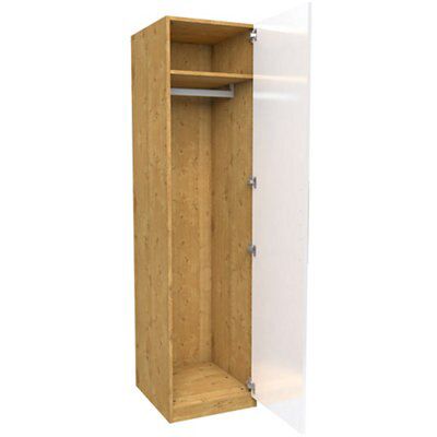 Darwin Gloss white oak effect Single Wardrobe (H)2004mm (W)500mm (D)566mm