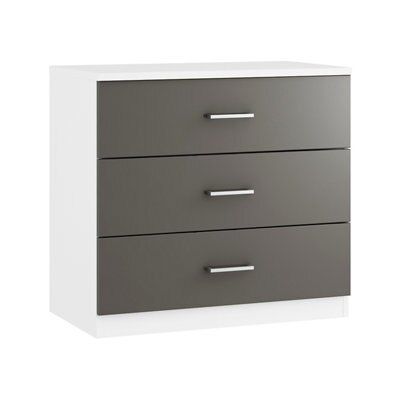 Darwin Matt anthracite & white 3 Drawer Chest (H)737mm (W)800mm (D)495mm