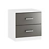 Darwin Matt anthracite & white Foil-wrapped particle board & MDF 2 Drawer Chest of drawers (H)536mm (W)500mm (D)495mm