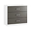Darwin Matt anthracite & white Foil-wrapped particle board & MDF 3 Drawer Chest of drawers (H)737mm (W)800mm (D)495mm