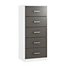 Darwin Matt anthracite & white Foil-wrapped particle board & MDF 5 Drawer Chest of drawers (H)1208mm (W)500mm (D)495mm