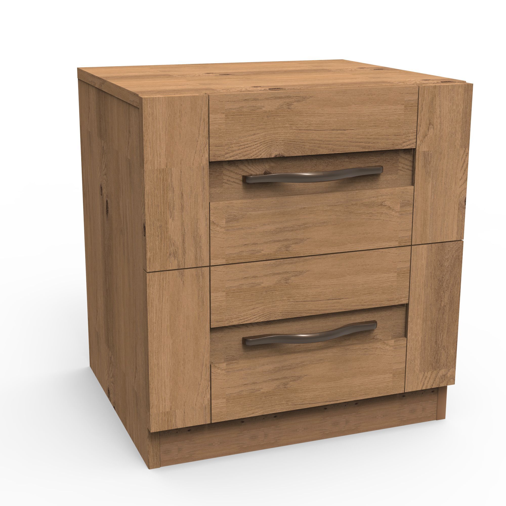 Darwin Natural oak effect oak effect 2 Drawer Bedside chest (H)548mm (W)500mm (D)420mm