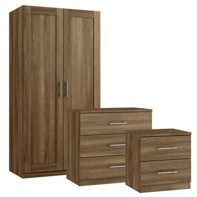 Darwin Natural walnut effect Bedroom furniture set