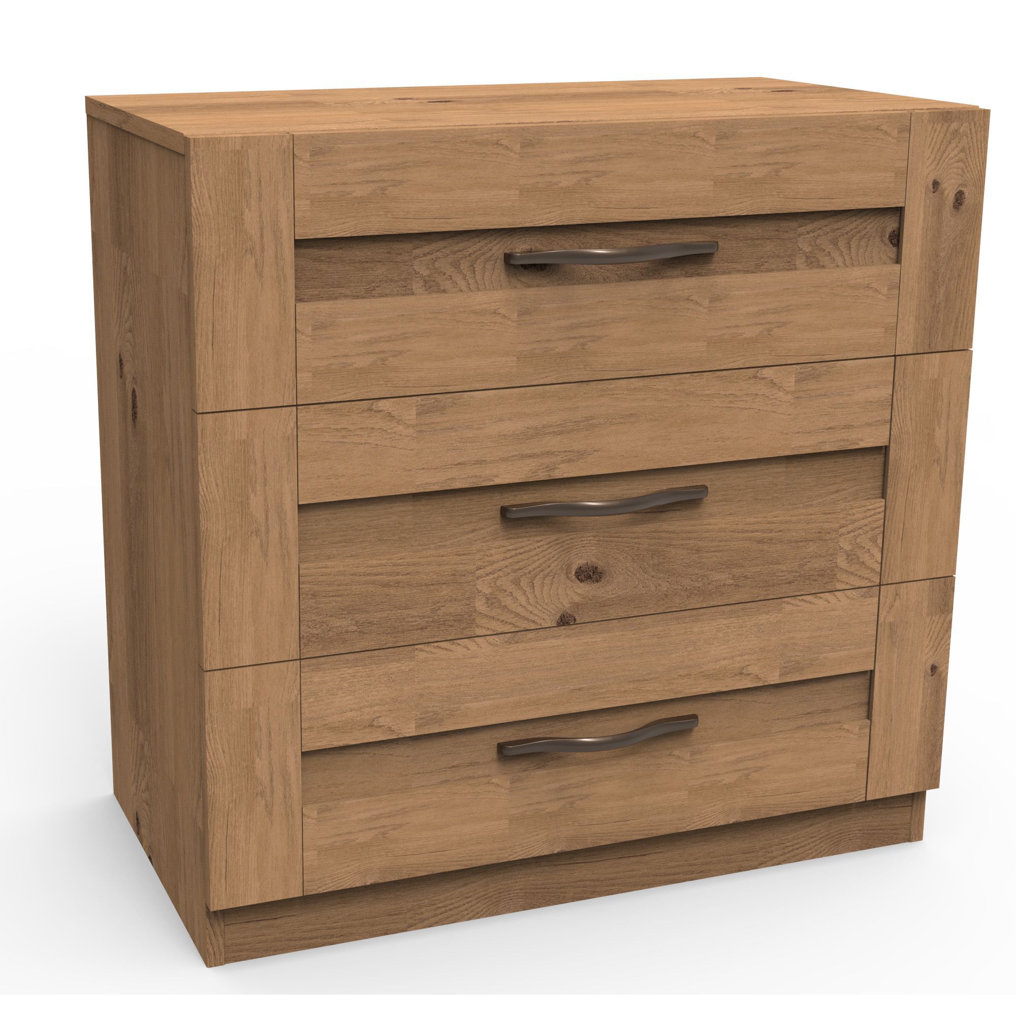 Darwin Oak effect 3 Drawer Chest of drawers (H)787mm (W)800mm (D)420mm