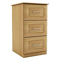 Darwin Oak effect 3 Drawer Ready assembled Chest of drawers (H)775mm (W)350mm (D)500mm