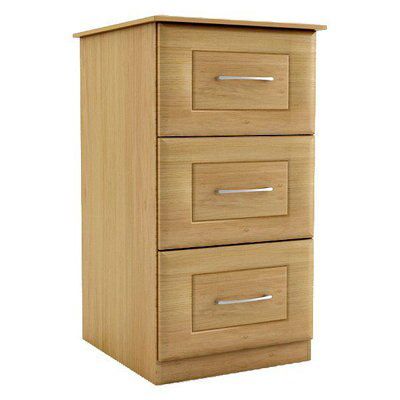 Darwin Oak effect 3 Drawer Ready assembled Chest of drawers (H)775mm (W)350mm (D)500mm
