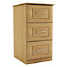 Darwin Oak effect 3 Drawer Ready assembled Chest of drawers (H)775mm (W)500mm (D)500mm